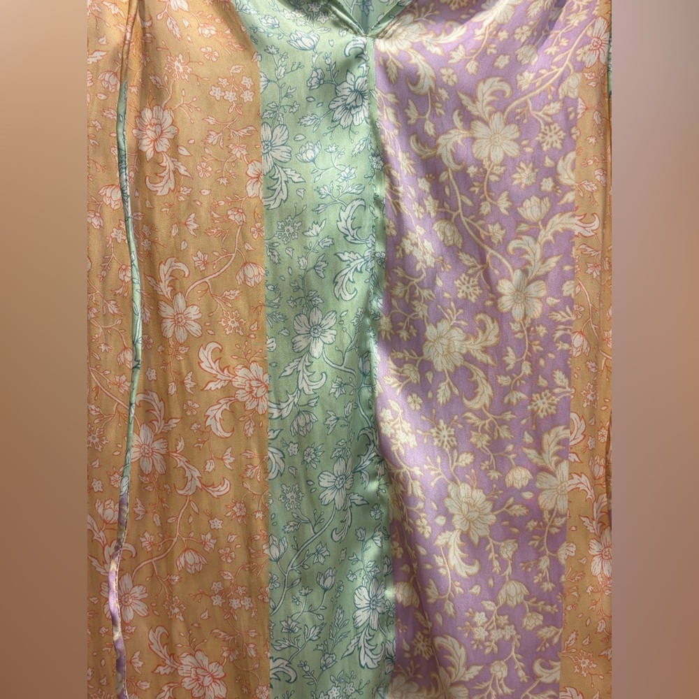 Current Air Anthropologie Floral Patchwork Boho Blouse XS Pastel Cottagecore Top - Picture 7 of 7